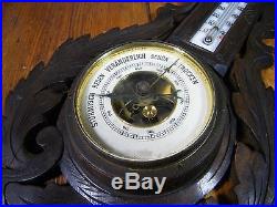 Antique German Carved Barometer-Sturm Veranderlich-Thermometer-Mercury