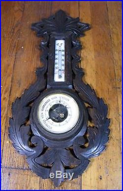 Antique German Carved Barometer-Sturm Veranderlich-Thermometer-Mercury