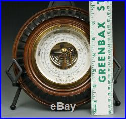 Antique German L. Steger Aneroid Barometer, Wood Trim