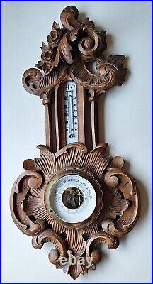 Antique German barometer-thermometer in a beautifully hand carved case 20,86
