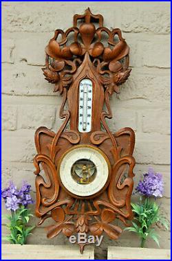 Antique German wood carved barometer