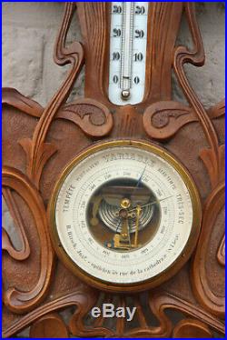 Antique German wood carved barometer