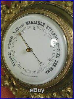 Antique Golden Bronze Cartel Clock Case French Aneroid Wall barometer Louis XVI