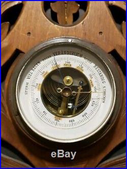 Antique Hand Carved Barometer German Thermometer Weather Station Black Forest Antique Hand Carved Barometer German Thermometer Weather Station Black Forest