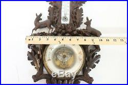 Antique Hand Carved Black Forest Style Wall Thermometer/Barometer Instrument
