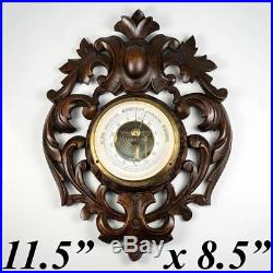 Antique Hand Carved Black Forest Wall Barometer, Aneroid & Working