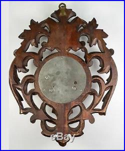 Antique Hand Carved Black Forest Wall Barometer, Aneroid & Working