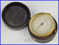 Antique Holosteric pocket Barometer, original leather velvet case