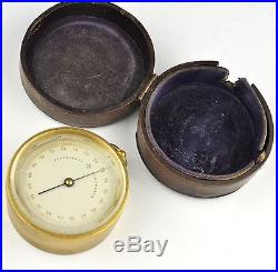 Antique Holosteric pocket Barometer, original leather velvet case