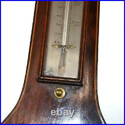 Antique Irish F. Porri Dublin Inlaid Level Banjo Case Barometer Weather Station