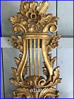 Antique Italian Rococo Carved Wood Gold GiltGerman Lufft Thermometer Barometer