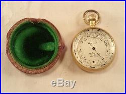 Antique J. BROWN, GLASGOW Gentlemen's Gilt Brass Cased Pocket Aneroid Barometer