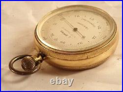 Antique, J. BROWN, GLASGOW Gentlemen's Gilt Brass Cased Pocket Aneroid Barometer