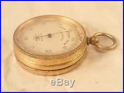 Antique J. HICKS, LONDON Gentleman's Brass Pocket Barometer Altimeter, 1900