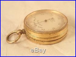 Antique J. HICKS, LONDON Gentleman's Brass Pocket Barometer Altimeter, 1900