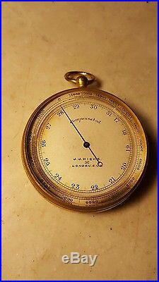 Antique J. J. Hicks London Pocket Barometer Silver Face-Works