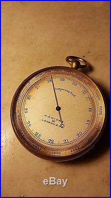 Antique J. J. Hicks London Pocket Barometer Silver Face-Works