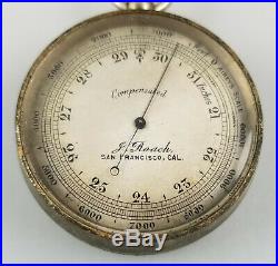 Antique J. Roach San Francisco Compensated Pocket Barometer Aireys Scale