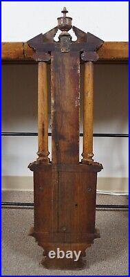 Antique J. Smith & Son English Carved Oak Aneroid Barometer Thermometer