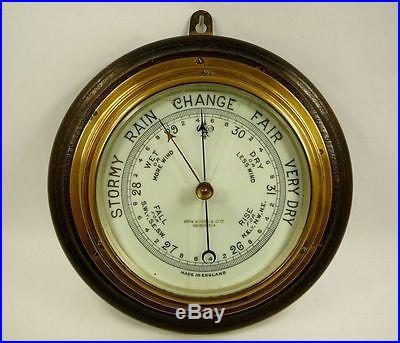 Antique John Baker Kensington Brass Barometer Nautical Maritime Ship England vtg