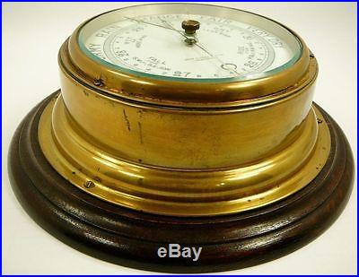 Antique John Baker Kensington Brass Barometer Nautical Maritime Ship England vtg