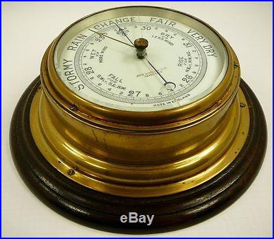 Antique John Baker Kensington Brass Barometer Nautical Maritime Ship England vtg