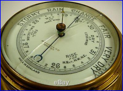 Antique John Baker Kensington Brass Barometer Nautical Maritime Ship England vtg