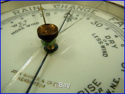 Antique John Baker Kensington Brass Barometer Nautical Maritime Ship England vtg