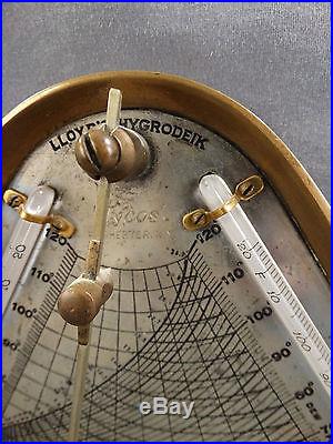 Antique LLOYD'S HYGRODEIK Old TAYLOR INSTRUMENT Co. BRASS Scientific HYGROMETER