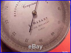 Antique L Maxant Maritime barometer Paris 38 Rue Belgrand Compensated 4 3/8 inch