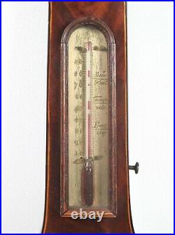 Antique Large 19th Century English Case Barometer Thermometer A. Tagliabue
