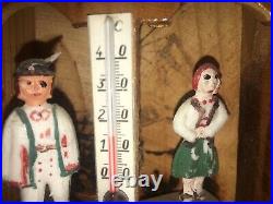 Antique Large German Handmade Wood Chalet/house Weather Hydrometer-100 Year