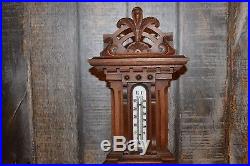 Antique Large German Wood Traditional Barometer Weather Station
