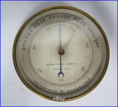 Antique Late 19th C Holosteric PNHB Barometer Aneroid John Naudet Brass Case yqz