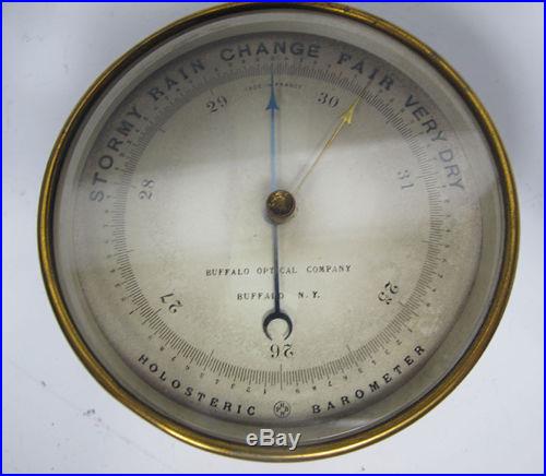 Antique Late 19th C Holosteric PNHB Barometer Aneroid John Naudet Brass Case yqz