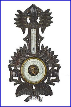 Antique Leaf Carved Barometer / Thermometer, Dutch