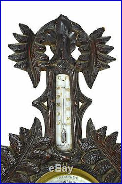Antique Leaf Carved Barometer / Thermometer, Dutch