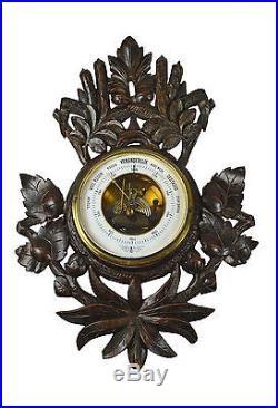 Antique Leaf Carved Black Forest Style Barometer, Dutch