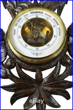 Antique Leaf Carved Black Forest Style Barometer, Dutch