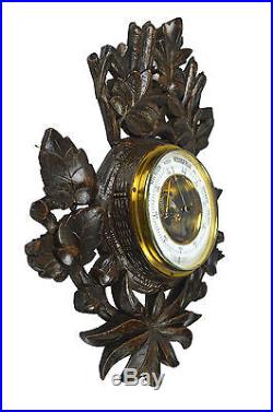 Antique Leaf Carved Black Forest Style Barometer, Dutch