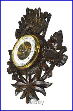 Antique Leaf Carved Black Forest Style Barometer, Dutch