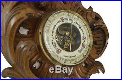 Antique Leaf and C Scroll Carved Barometer / Thermometer, Dutch