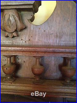Antique Likley French Carved Wood Wall Barometer Aneroide Thermometer / Clock
