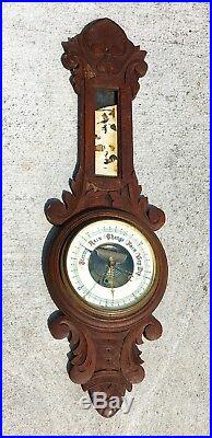 Antique Lufft German Oak Barometer Weather Station Parts Restoration