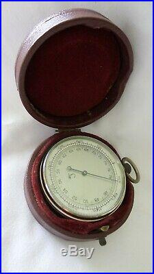 Antique Lufft German Pocket Barometer with Leather Case