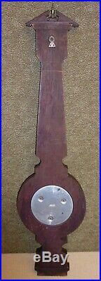 Antique Lufft Germany Inlaid Thermometer Barometer Stain Is Worn 31 1/2