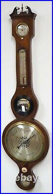 Antique Luxury mahogany 5 Glass Arched Top Barometer Thermometer English 1880