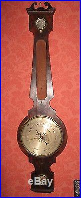 Antique Mahogany Banjo Mercury Wheel Barometer J. Spelzini London c. 1840