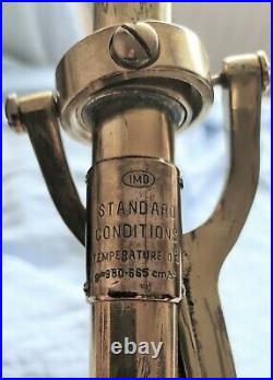 Antique Marine Stick Barometer IMD Kew Pattern Spirit Thermo & Depth Gauge Brass