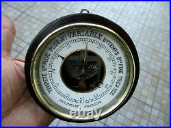 Antique Maritime Old Ship Salvage French Museum Barometer Aneroid Wood Frame